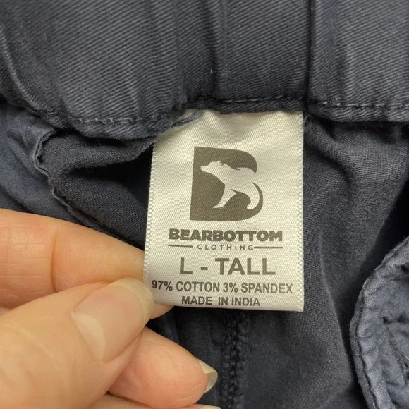 Bearbottom Mens Stretch Jogger Pants Size L Tall Dark Blue Cotton Twill Pockets - Picture 4 of 8